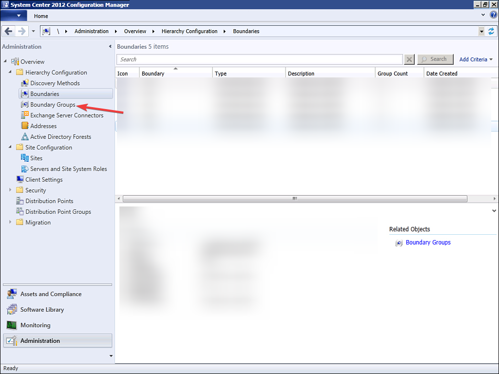 Группы границ SCCM