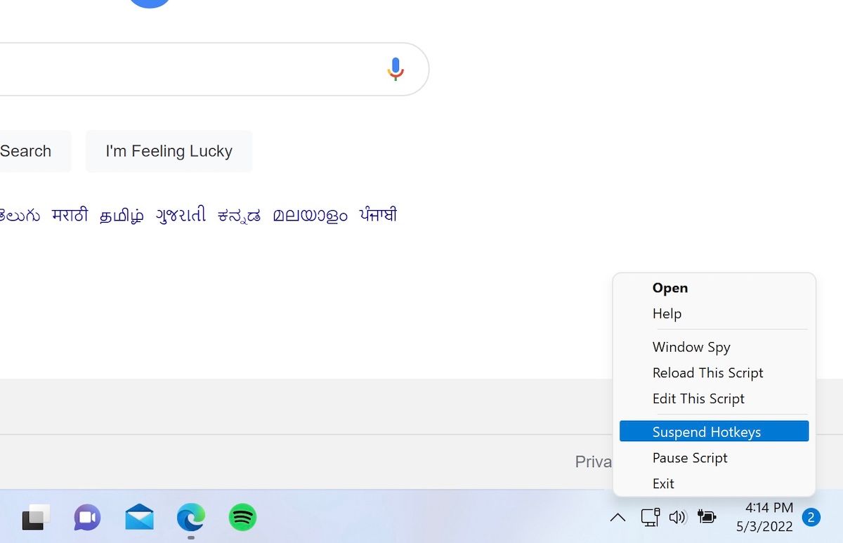 Приостановка горячих клавиш в трей