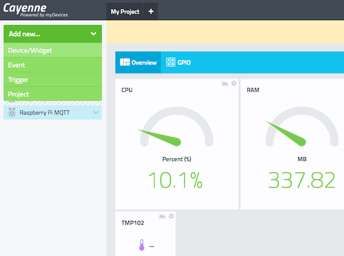 Веб‑консоль: добавить новое устройство/виджет