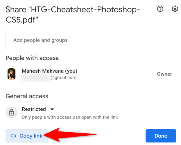 Нажмите Copy Link, чтобы скопировать ссылку в буфер обмена.
