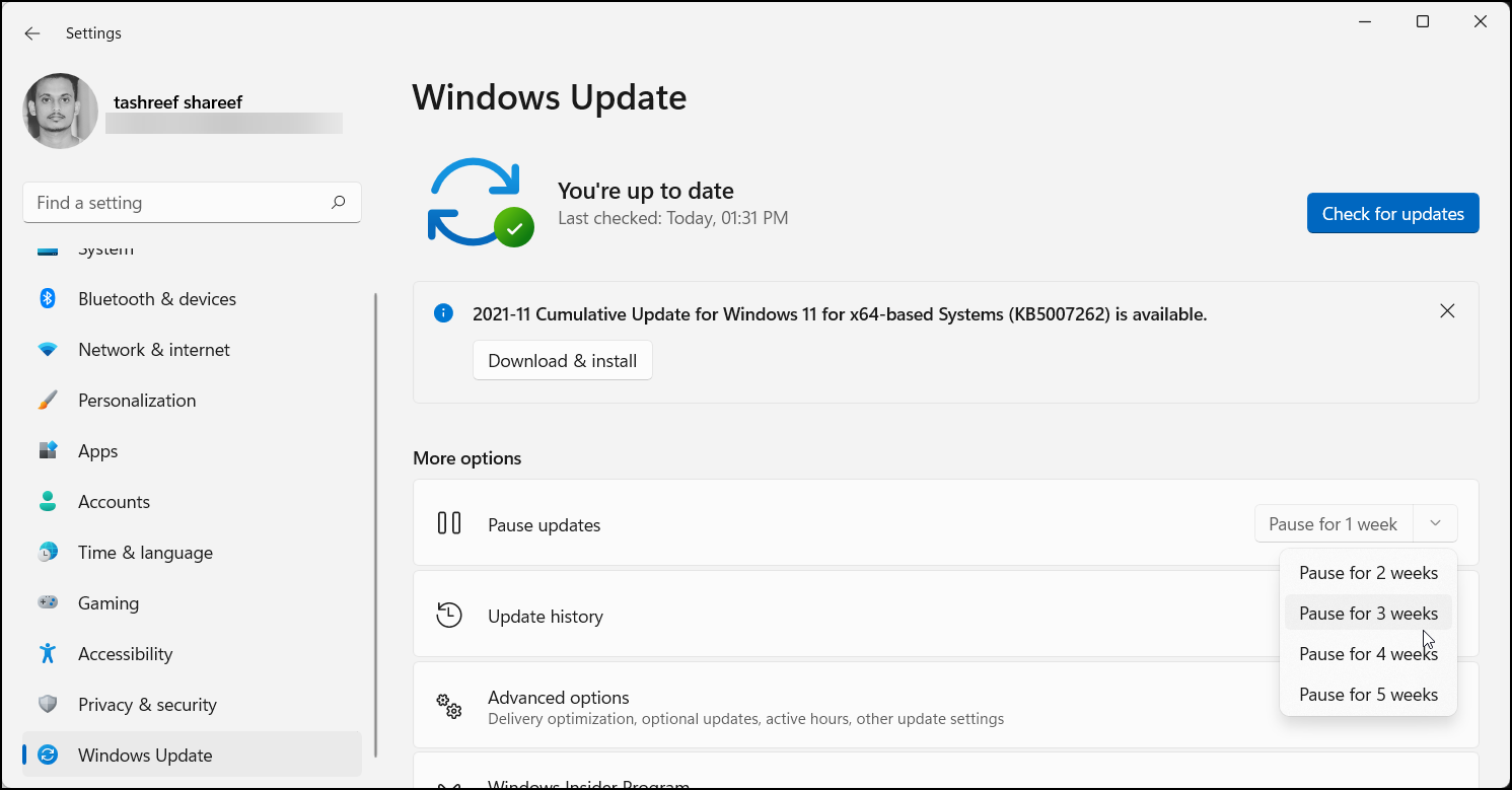 приостановить обновления Windows 11 пауза обновлений