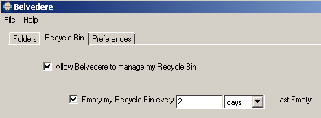 Belvedere: автоматическая очистка Корзины