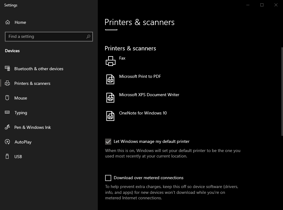 Окно настроек 