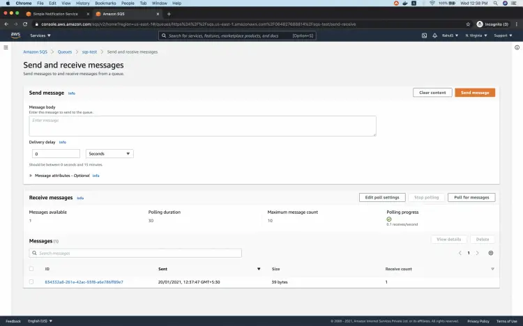 Сообщение, полученное в очереди SQS, список сообщений