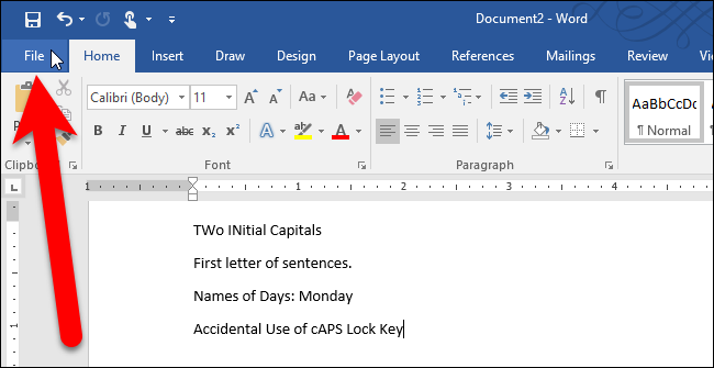 Отключить автокоррекцию заглавных букв в Word