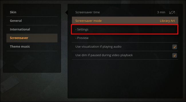 Настройки заставки Library Art: переключатели и опции