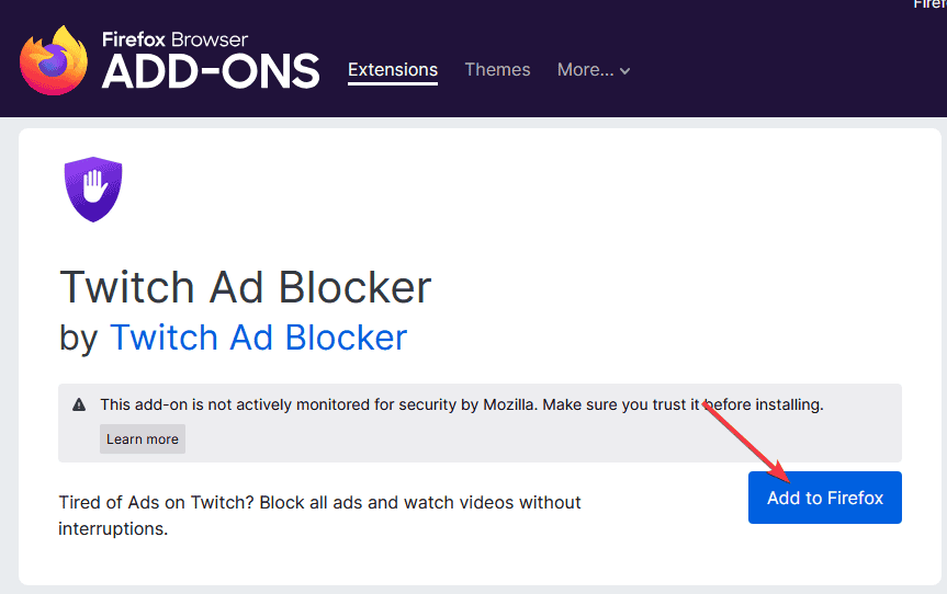 Диалог подтверждения установки расширения в Firefox