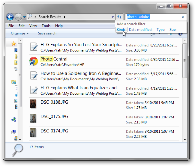 Скриншот: выбор вида файлов Picture