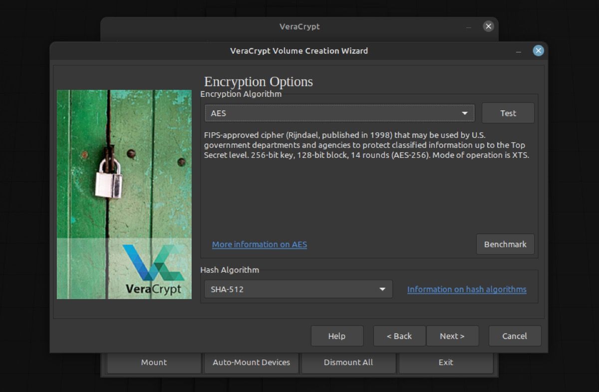 выбор алгоритма шифрования в veracrypt