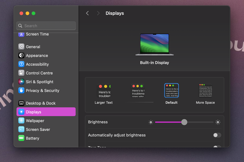 Раздел 'Дисплеи' в настройках macOS