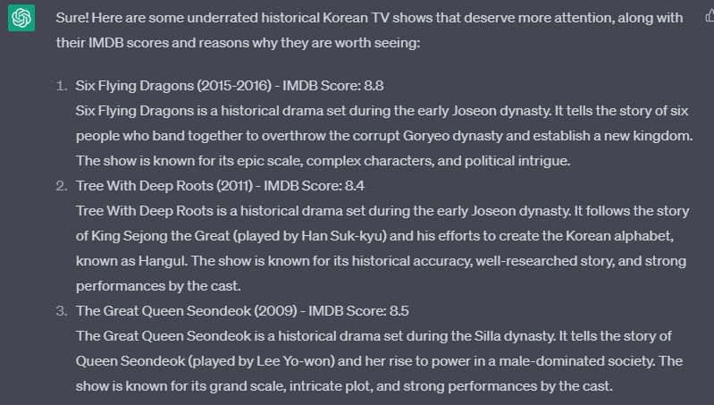 Недооценённые корейские сериалы от ChatGPT