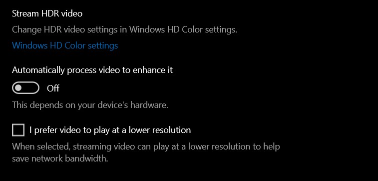 Modifier l'option Lecture HDR