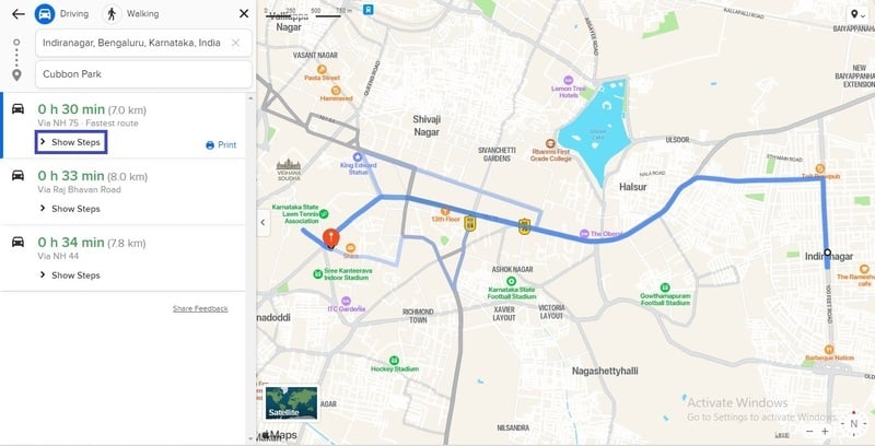Выбор маршрута в Apple Maps через браузер
