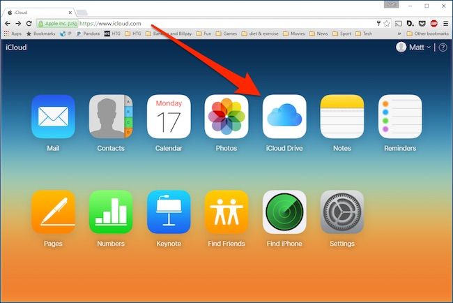 Веб‑интерфейс iCloud Drive с файлами