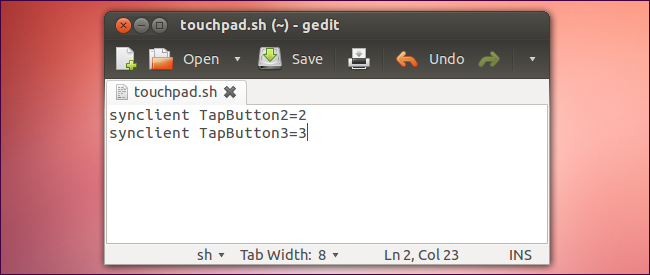 Диалог сохранения файла touchpad.sh