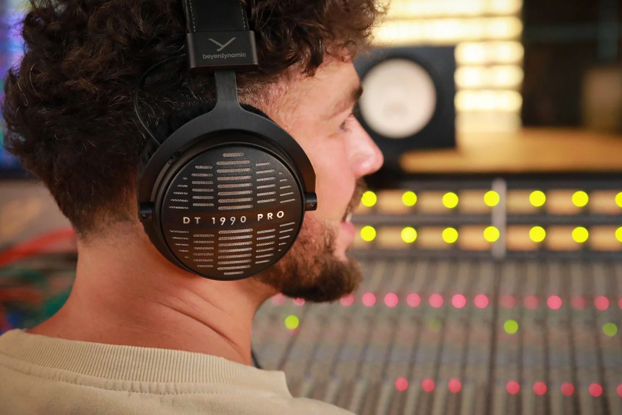 DT 1990 pro mk II open being used in a studio by a man looking right.