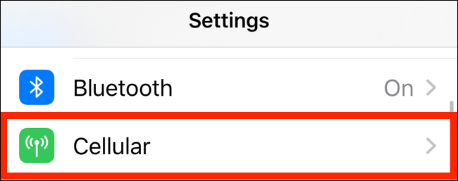 Нажмите на опцию Сотовая связь в приложении Настройки