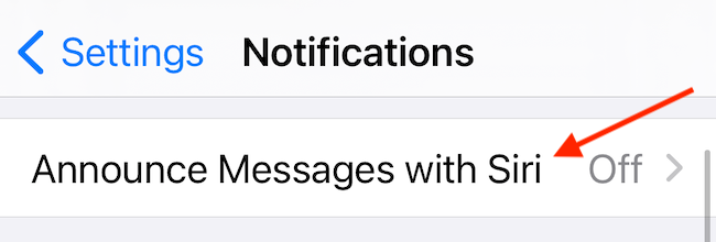Раздел Объявлять сообщения с помощью Siri в Настройках