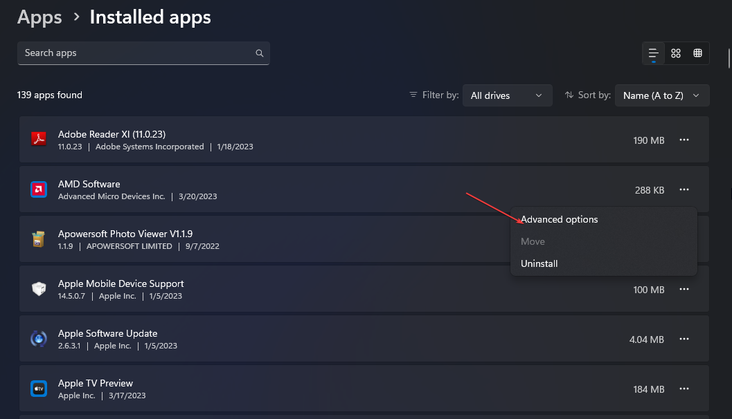 Меню с тремя точками и параметры приложения