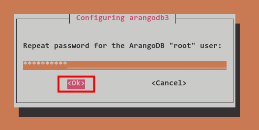 Повтор ввода пароля root для ArangoDB