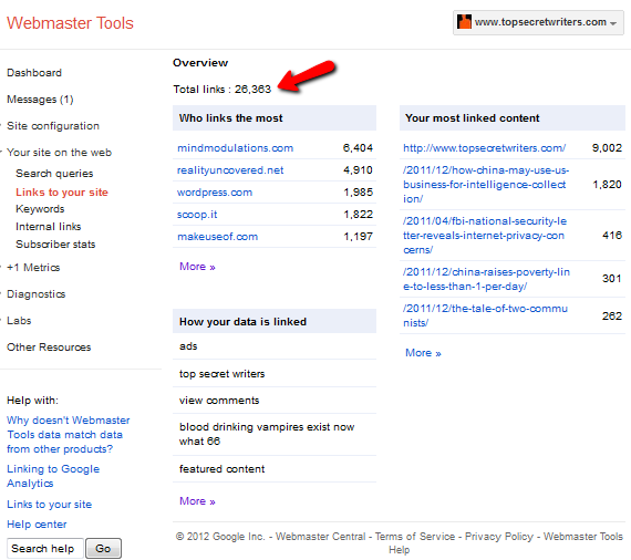 Раздел «Ссылки» в Google Search Console