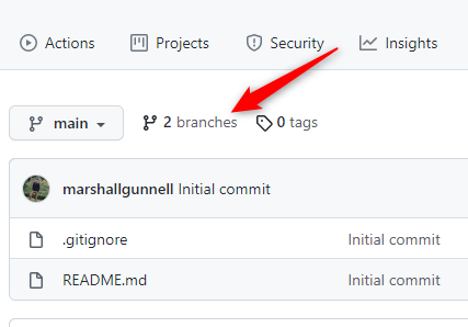 Меню Ветки в репозитории