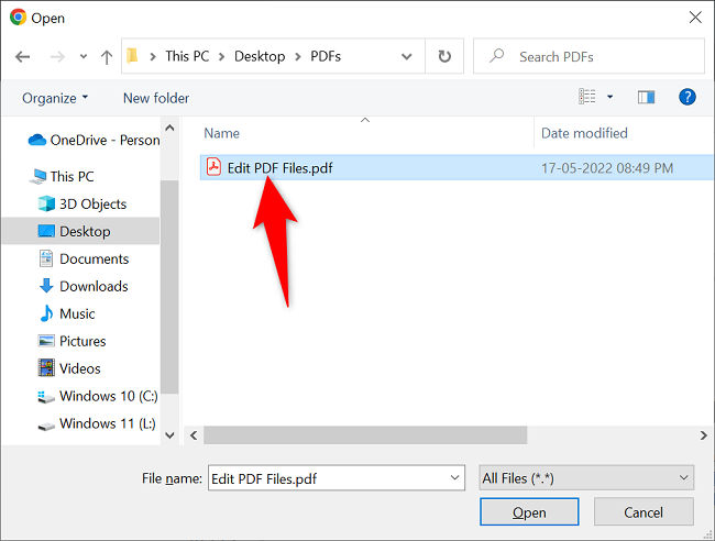 Double-click the PDF file.