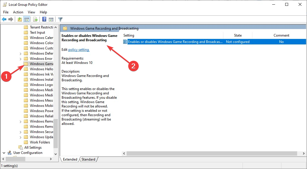 Параметр включения/отключения записи и трансляции