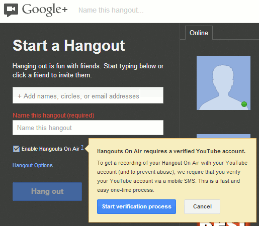 Diffuser et enregistrer un Hangout On Air
