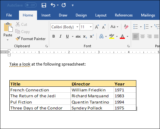 Редактирование встроенного листа Excel в Word через ленту Excel