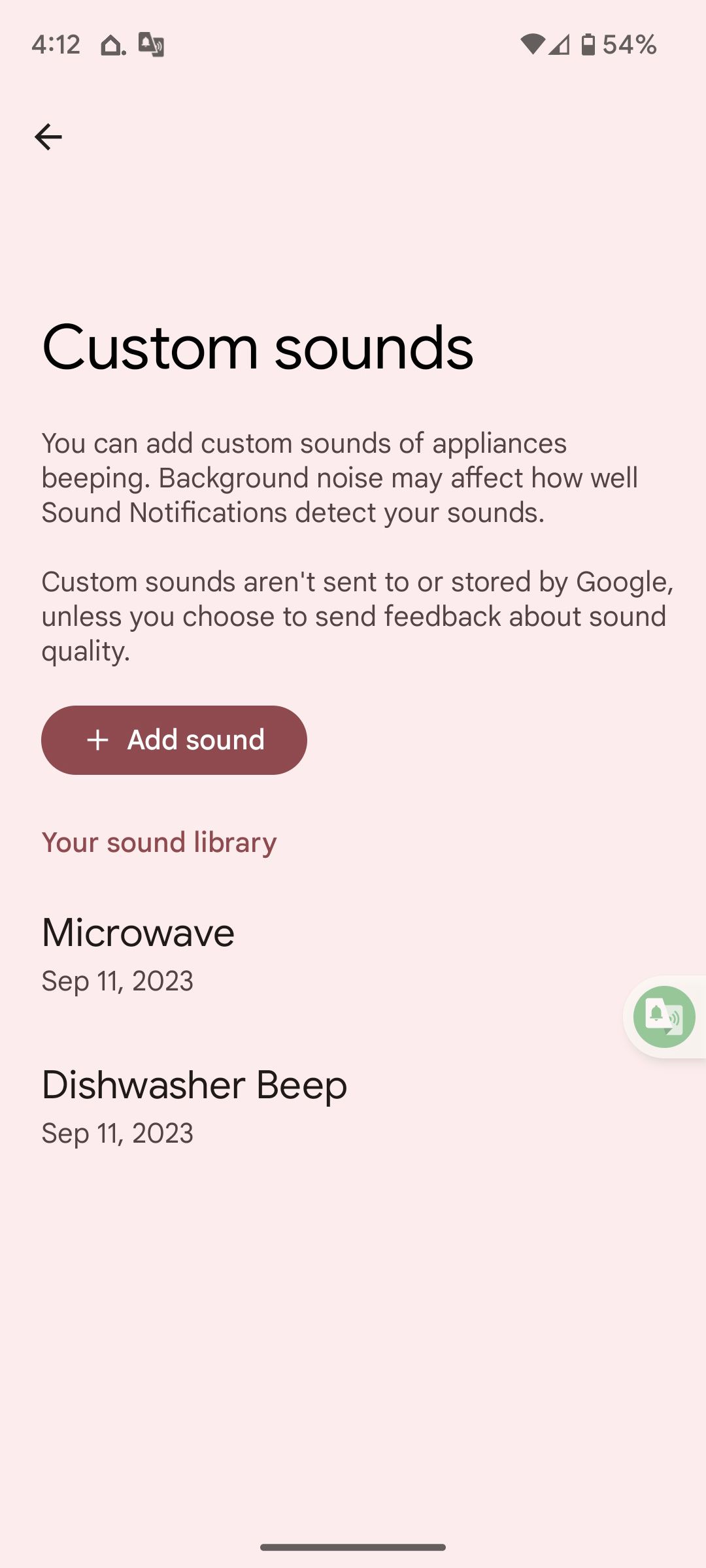 Список пользовательских звуков в Sound Notifications