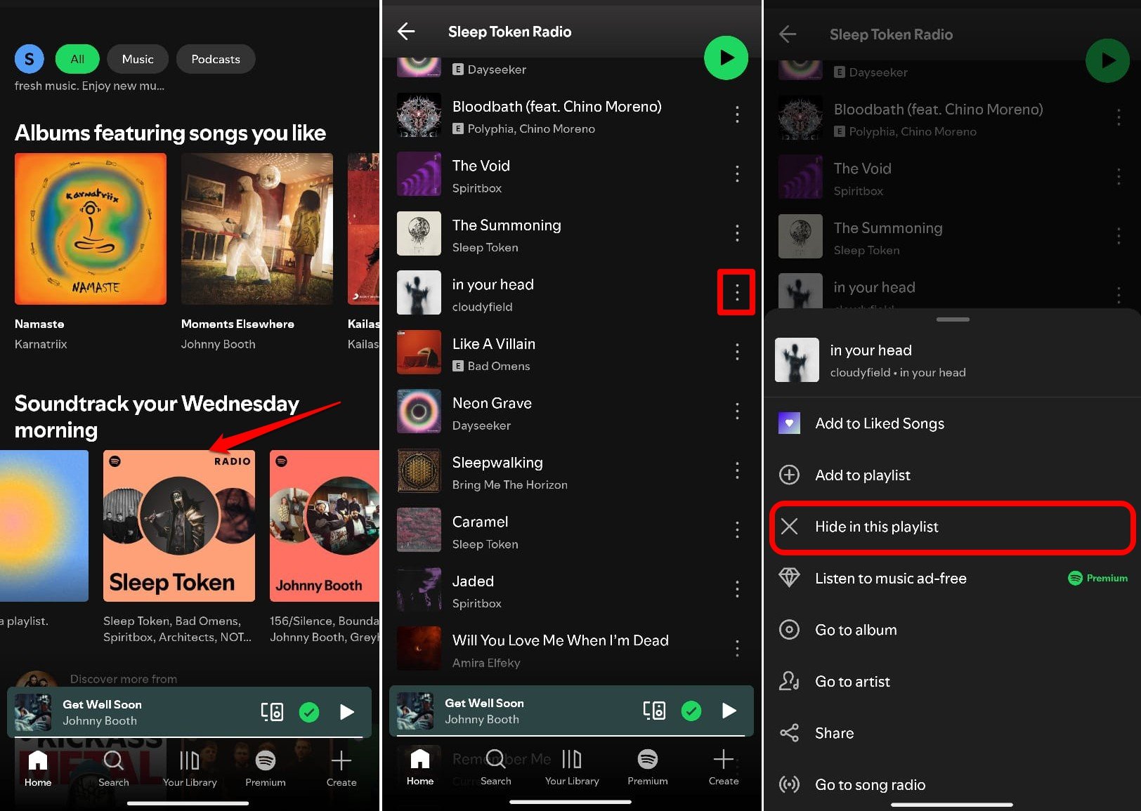 Masquer et afficher des chansons sur Spotify