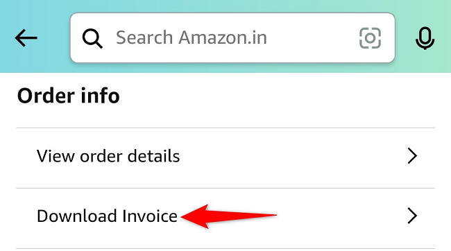 Нажмите Download Invoice в карточке заказа.