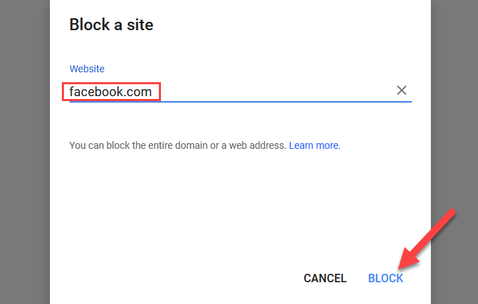Нажмите «Block».