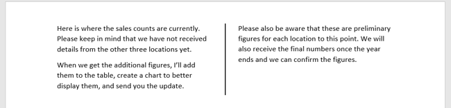 Вертикальная линия между колонками в Word