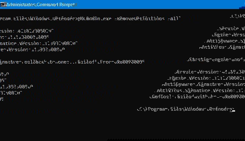 Выполнение команды удаления всех определений