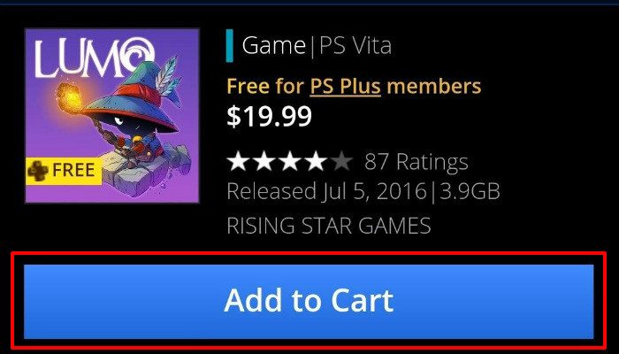 Aggiungere al carrello nel PlayStation Store