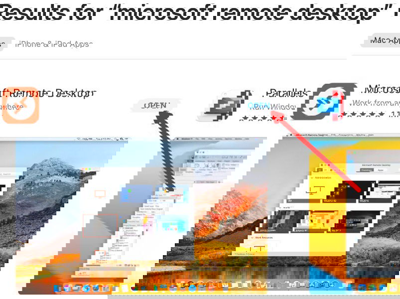 App Store Mac с поиском Microsoft Remote Desktop