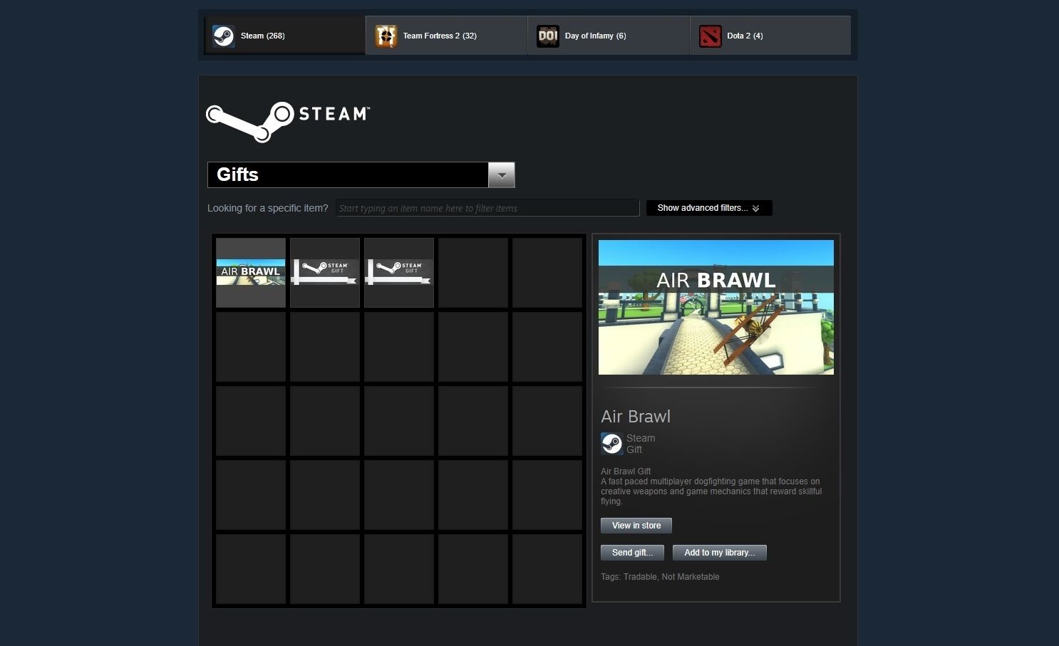 Duplicate games in Steam Inventory grid