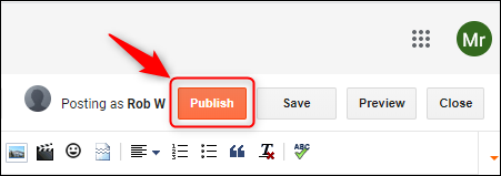 Кнопка Publish в редакторе