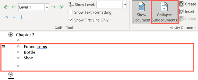 Collapse Subdocuments