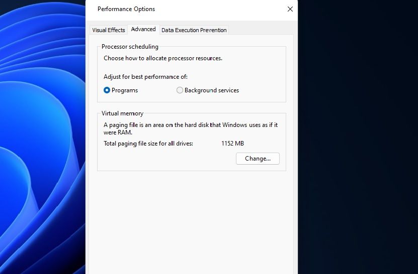 The Change button 