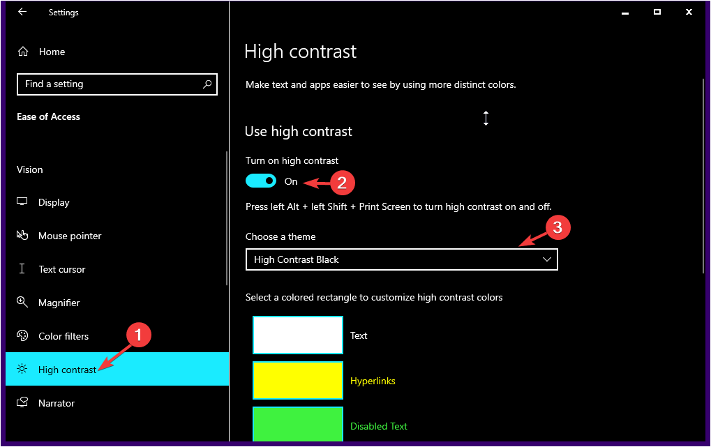 Тема «Высокая контрастность — Чёрная»
