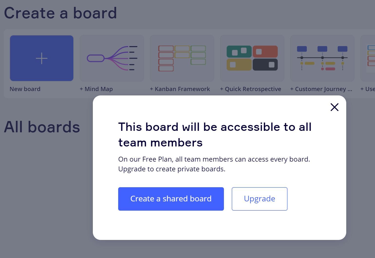 Сообщение о создании общей доски в Miro