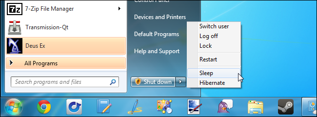 Параметры сна в меню
