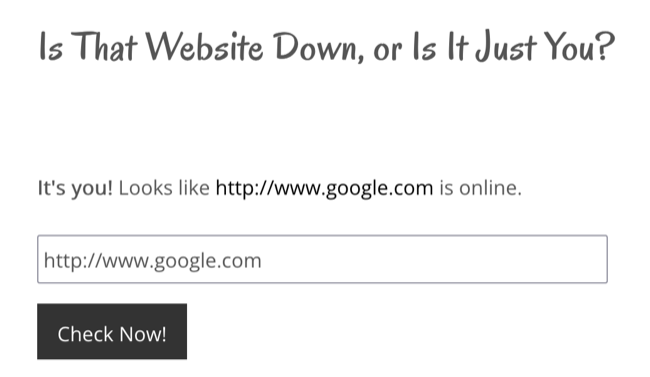 Результат проверки работы сайта на Down.com