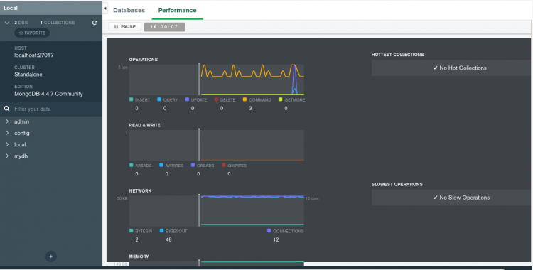 Монитор производительности MongoDB Compass