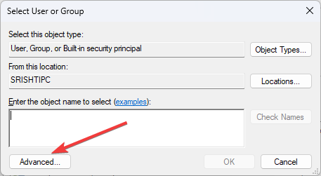Select User or Group advanced