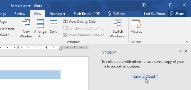 Выбор расположения в OneDrive для сохранения документа