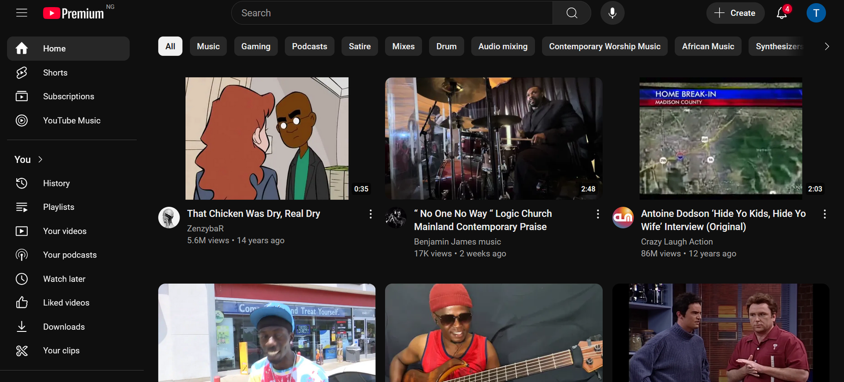 Лента рекомендуемых видео на YouTube